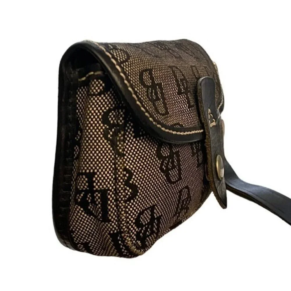 Dooney Bourke Logo Canvas Leather Trim Wristlet